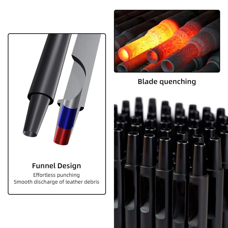 WUTA Leather Punches Round Hole Puncher Plating Titanium Hollow Punching Tool Working for Watch Band, Fabric, Plastic (10pcs 1.5m Hole Punch) - Image 2